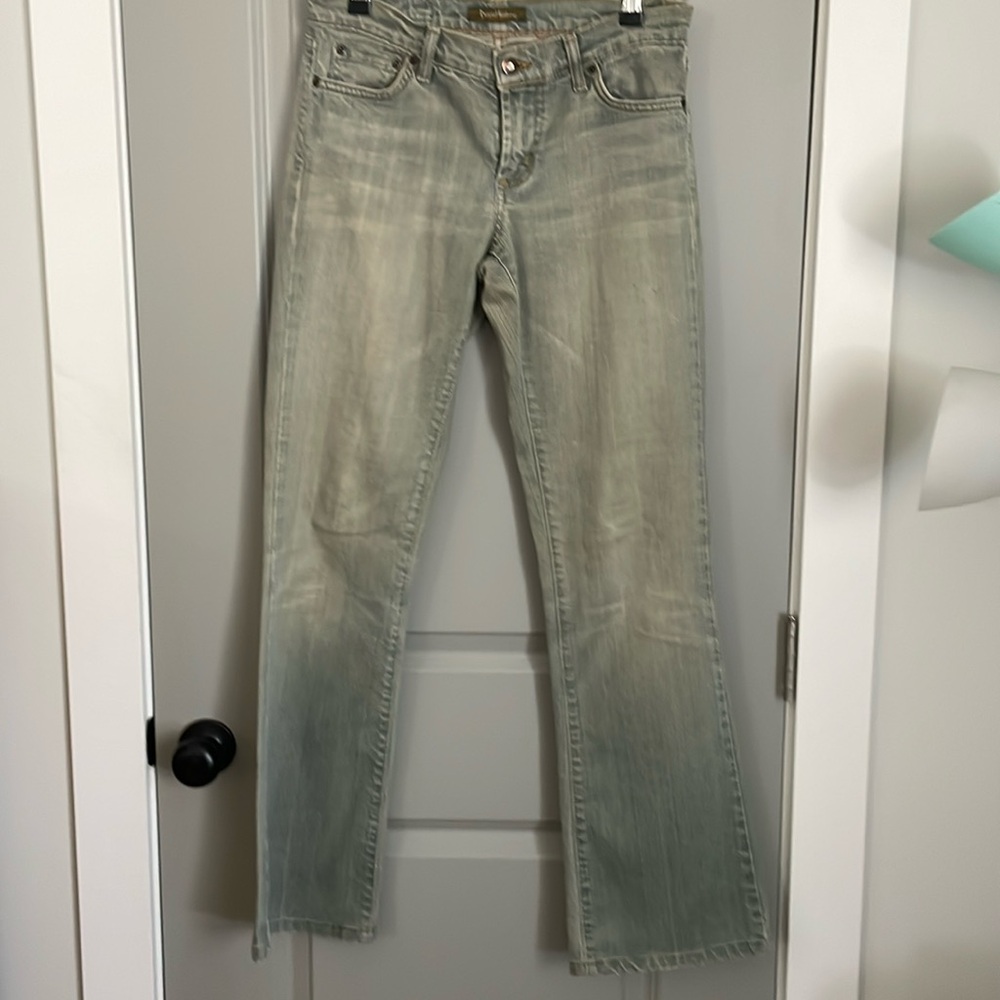 David Kahn, boot Cut, premium Denon, Green wash, size 4, 27 x 32
